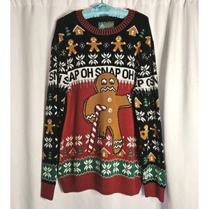 Ugly Christmas Sweater Men's‎ Ginger Bread Man Oh Snap Size Extra Large